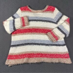 Cozy Fuzzy Lane Bryant Striped Tie Back Sweater Plus Size 26/28